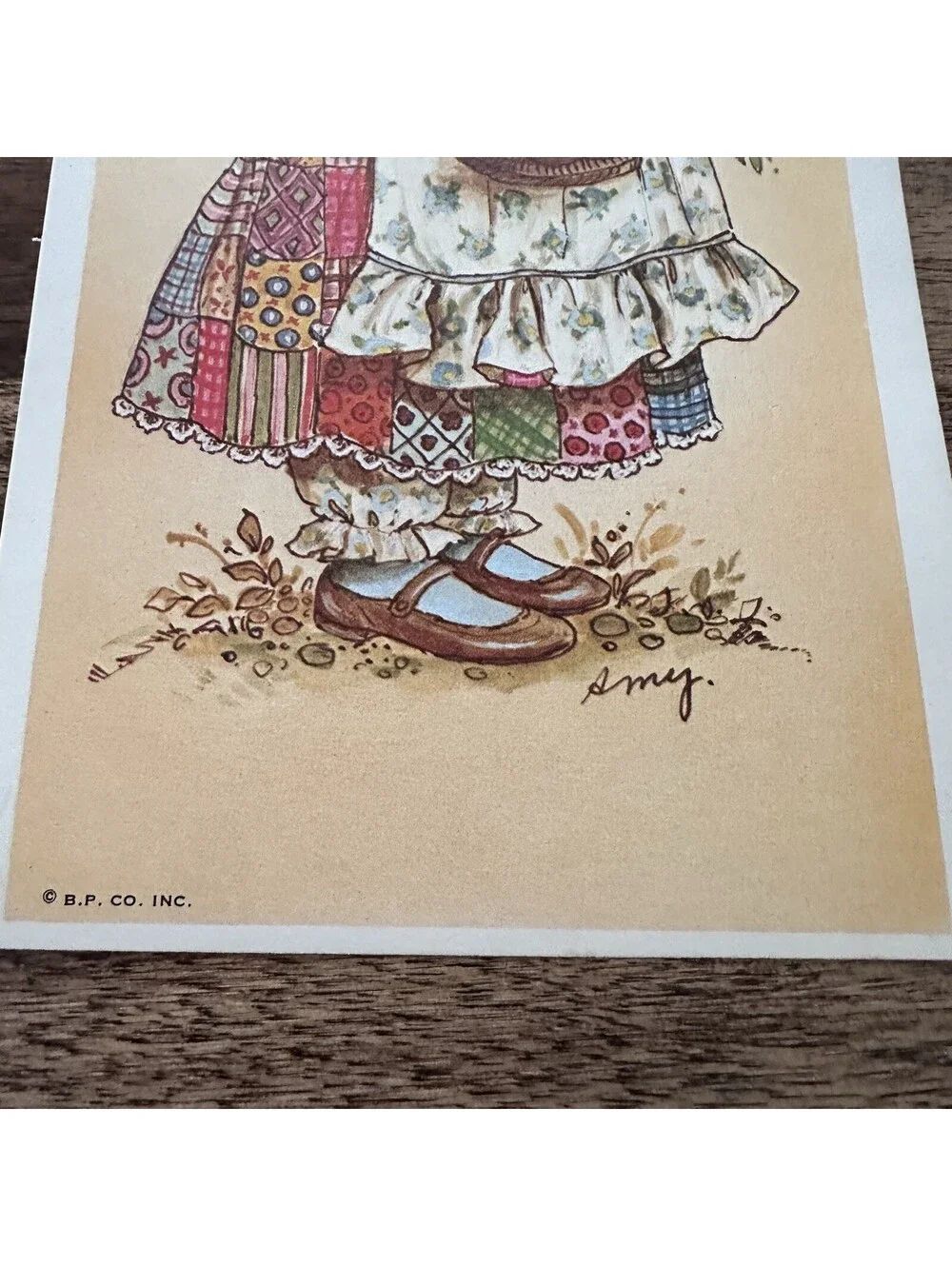 2 Vintage 1970’s Holly Hobbie Decoupage Ephemera Patchwork Print 4.5”X 10.5” Amy